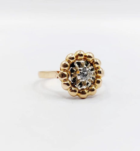 Bague 50.5 Art déco - Bague fleur en or rose 18k et diamant 58 Facettes A06258