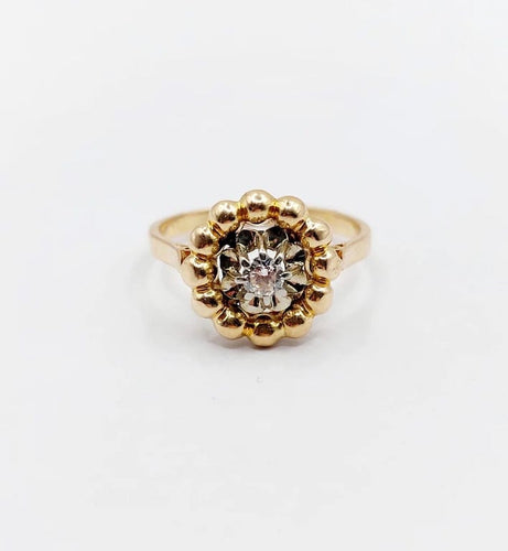 Bague 50.5 Art déco - Bague fleur en or rose 18k et diamant 58 Facettes A06258
