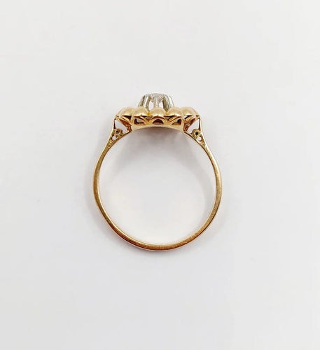 Bague 50.5 Art déco - Bague fleur en or rose 18k et diamant 58 Facettes A06258