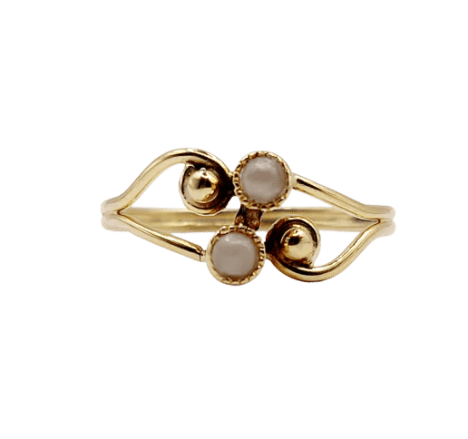 Bague 46.5 Bague toi et moi antique en or 18k et perles 58 Facettes A06296