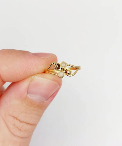 Bague 46.5 Bague toi et moi antique en or 18k et perles 58 Facettes A06296
