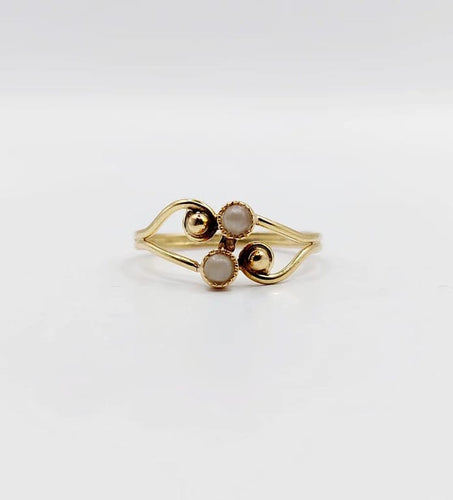 Bague 46.5 Bague toi et moi antique en or 18k et perles 58 Facettes A06296