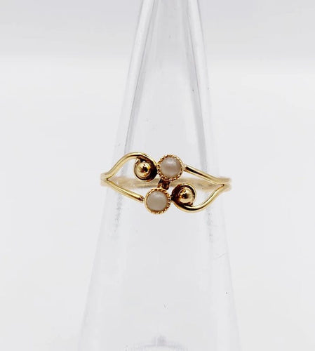 Bague 46.5 Bague toi et moi antique en or 18k et perles 58 Facettes A06296