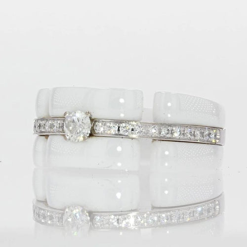 Bague 55 Chanel Ultra - Bague en or blanc et céramique blanche sertie de diamants 58 Facettes 21-850