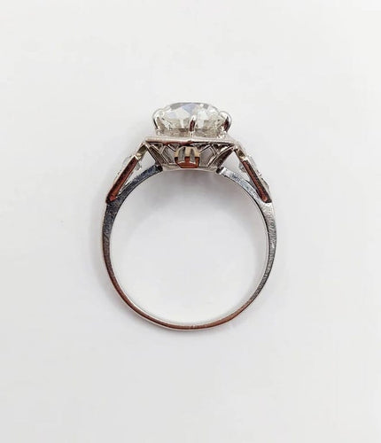 Bague 48.5 Art Déco - Bague solitaire en platine et diamants taille ancienne 58 Facettes A06291