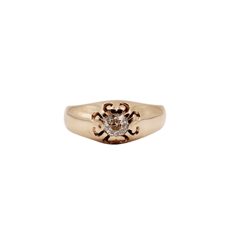 Bague 55 Bague jonc antique en or rose 14k avec diamant taille ancienne 58 Facettes A06289