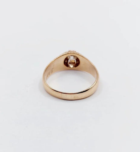 Bague 55 Bague jonc antique en or rose 14k avec diamant taille ancienne 58 Facettes A06289