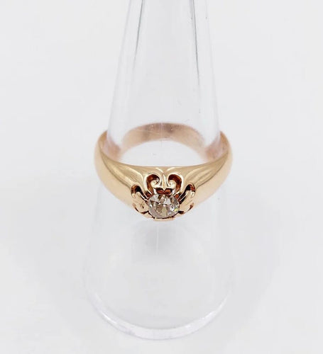 Bague 55 Bague jonc antique en or rose 14k avec diamant taille ancienne 58 Facettes A06289