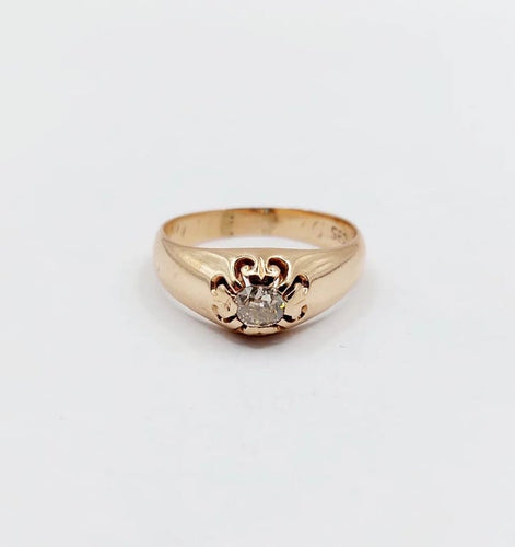 Bague 55 Bague jonc antique en or rose 14k avec diamant taille ancienne 58 Facettes A06289