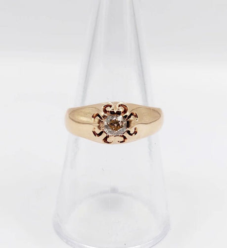 Bague 55 Bague jonc antique en or rose 14k avec diamant taille ancienne 58 Facettes A06289