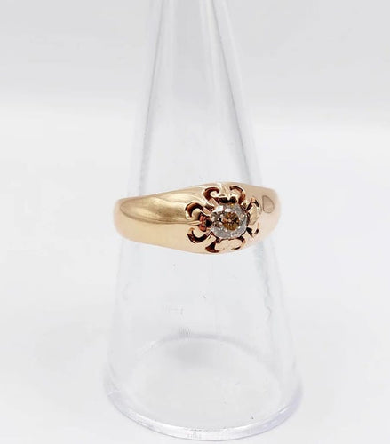 Bague 55 Bague jonc antique en or rose 14k avec diamant taille ancienne 58 Facettes A06289