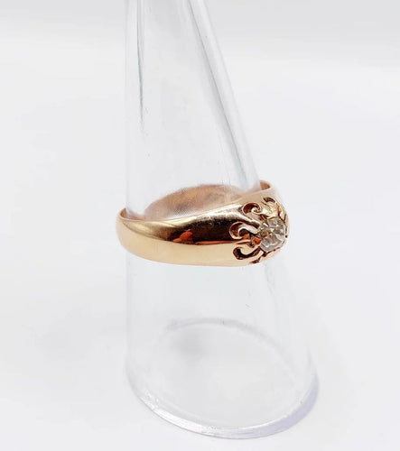 Bague 55 Bague jonc antique en or rose 14k avec diamant taille ancienne 58 Facettes A06289