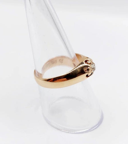 Bague 55 Bague jonc antique en or rose 14k avec diamant taille ancienne 58 Facettes A06289