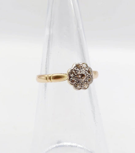 Bague 48.5 Bague marguerite en or jaune 18k et platine avec diamants 58 Facettes A06229
