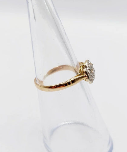 Bague 48.5 Bague marguerite en or jaune 18k et platine avec diamants 58 Facettes A06229