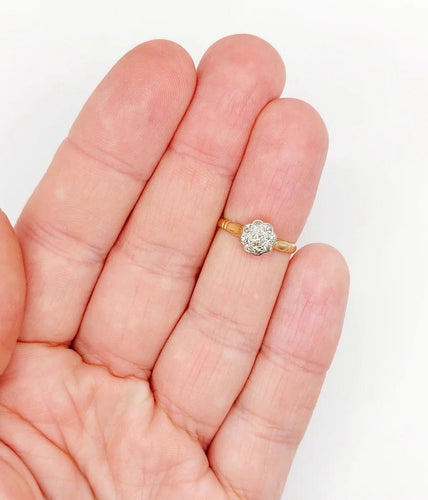 Bague 48.5 Bague marguerite en or jaune 18k et platine avec diamants 58 Facettes A06229