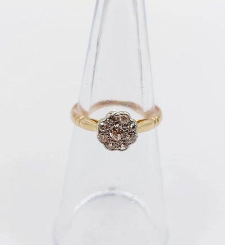 Bague 48.5 Bague marguerite en or jaune 18k et platine avec diamants 58 Facettes A06229