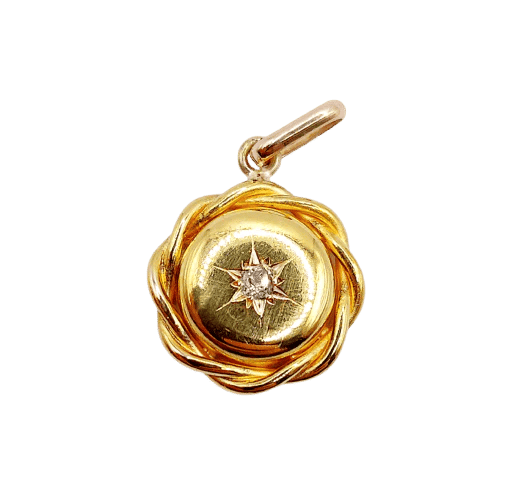 Pendentif Pendentif Art déco en or jaune 18k avec diamant taille ancienne 58 Facettes A06315