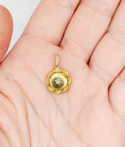 Pendentif Pendentif Art déco en or jaune 18k avec diamant taille ancienne 58 Facettes A06315