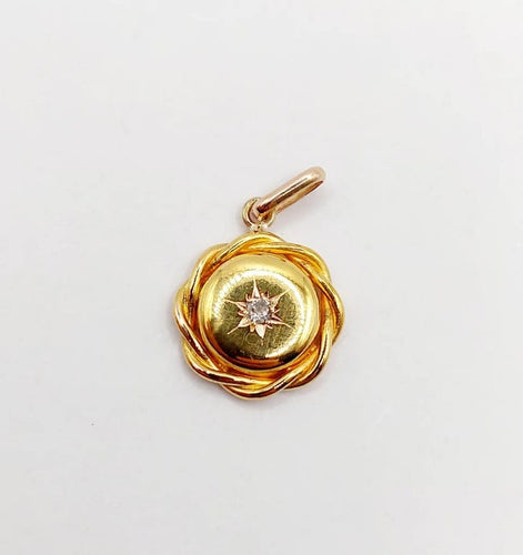 Pendentif Pendentif Art déco en or jaune 18k avec diamant taille ancienne 58 Facettes A06315