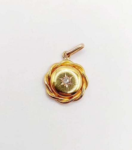 Pendentif Pendentif Art déco en or jaune 18k avec diamant taille ancienne 58 Facettes A06315