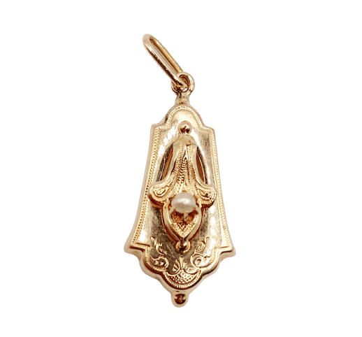 Pendentif Pendentif - Perle en or rose et or jaune 18k (circa 1900) 58 Facettes A06292