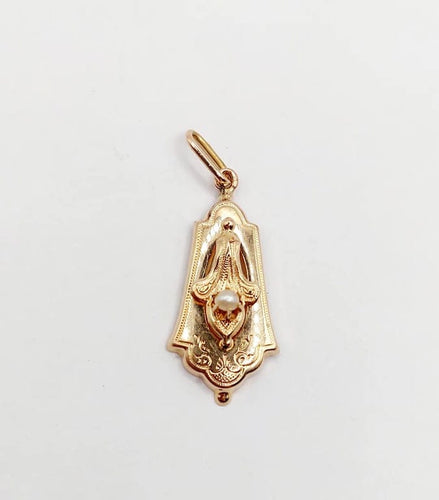 Pendentif Pendentif - Perle en or rose et or jaune 18k (circa 1900) 58 Facettes A06292