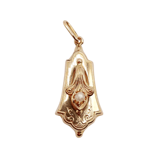 Pendentif Pendentif antique en or rose et or jaune 18k orné d'une perle 58 Facettes A06293