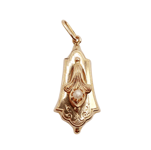 Pendentif Pendentif antique en or rose et or jaune 18k orné d'une perle 58 Facettes A06293