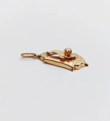 Pendentif Pendentif antique en or rose et or jaune 18k orné d'une perle 58 Facettes A06293