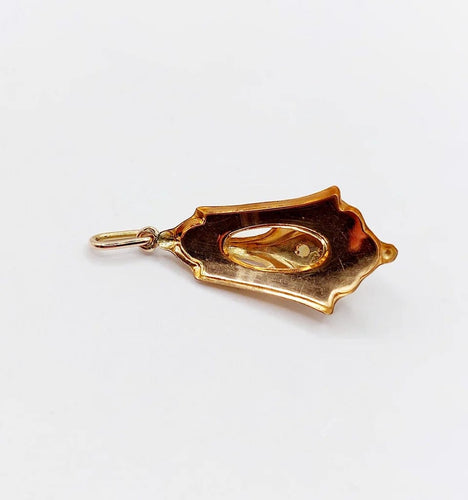 Pendentif Pendentif antique en or rose et or jaune 18k orné d'une perle 58 Facettes A06293