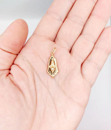 Pendentif Pendentif antique en or rose et or jaune 18k orné d'une perle 58 Facettes A06293