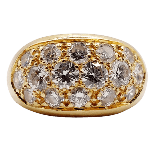 Bague 53 Bague jonc bombée en or jaune 18k sertie de diamants 2,20 ct 58 Facettes A06334