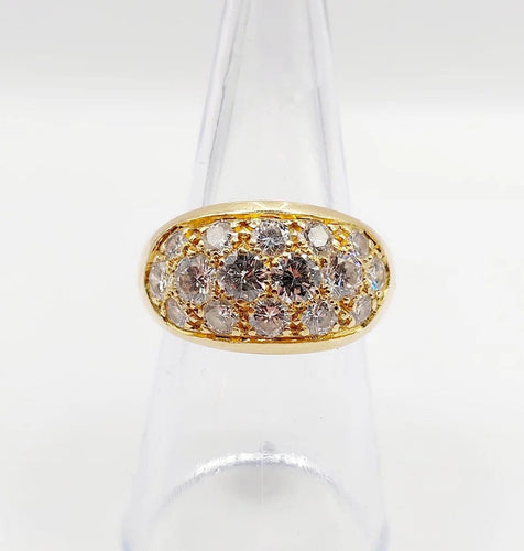 Bague 53 Bague jonc bombée en or jaune 18k sertie de diamants 2,20 ct 58 Facettes A06334