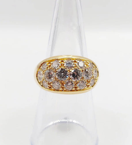Bague 53 Bague jonc bombée en or jaune 18k sertie de diamants 2,20 ct 58 Facettes A06334