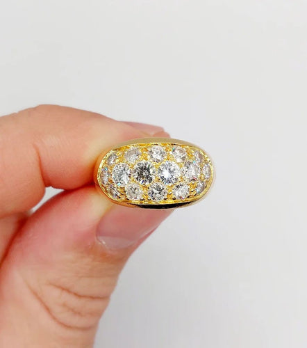 Bague 53 Bague jonc bombée en or jaune 18k sertie de diamants 2,20 ct 58 Facettes A06334