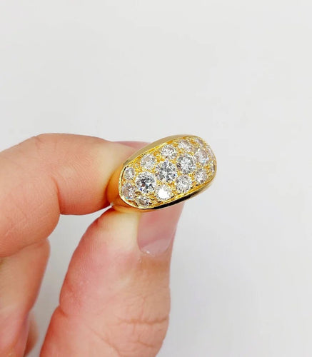 Bague 53 Bague jonc bombée en or jaune 18k sertie de diamants 2,20 ct 58 Facettes A06334