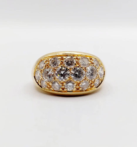 Bague 53 Bague jonc bombée en or jaune 18k sertie de diamants 2,20 ct 58 Facettes A06334