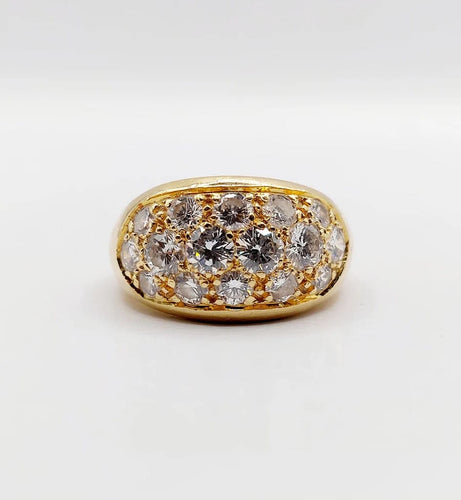 Bague 53 Bague jonc bombée en or jaune 18k sertie de diamants 2,20 ct 58 Facettes A06334