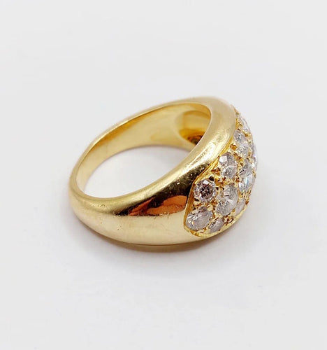 Bague 53 Bague jonc bombée en or jaune 18k sertie de diamants 2,20 ct 58 Facettes A06334