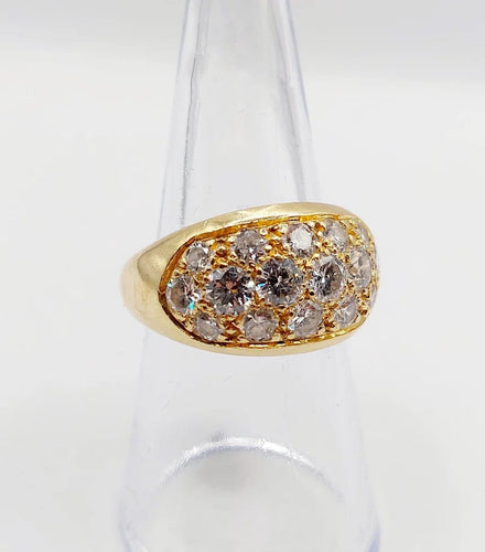 Bague 53 Bague jonc bombée en or jaune 18k sertie de diamants 2,20 ct 58 Facettes A06334