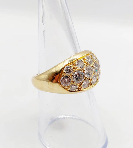 Bague 53 Bague jonc bombée en or jaune 18k sertie de diamants 2,20 ct 58 Facettes A06334