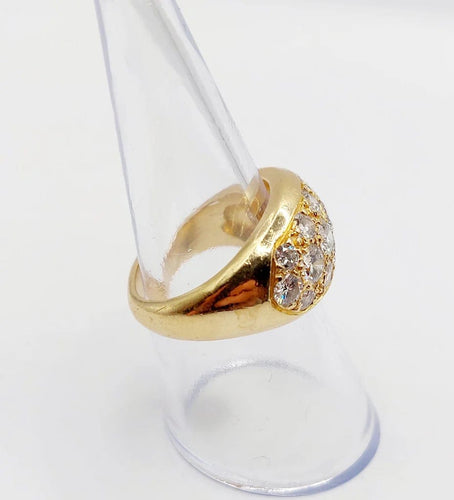 Bague 53 Bague jonc bombée en or jaune 18k sertie de diamants 2,20 ct 58 Facettes A06334