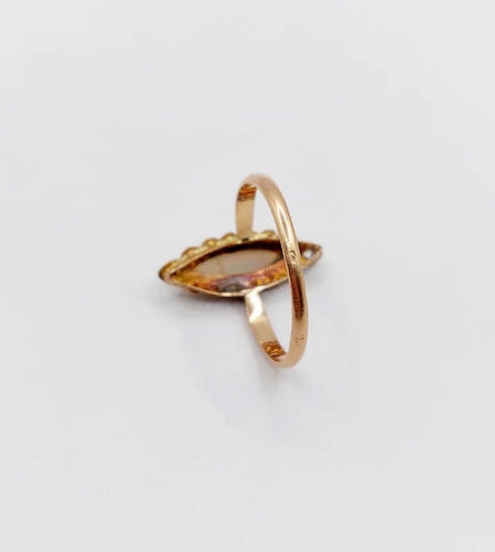 Bague 57 Bague marquise en or rose 18k avec opale et diamants taille rose 58 Facettes A06341