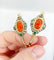 Boucles d'oreilles Dormeuses poissardes victoriennes XXL en or jaune 18k, camée corail 58 Facettes A06366