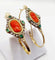 Boucles d'oreilles Dormeuses poissardes victoriennes XXL en or jaune 18k, camée corail 58 Facettes A06366