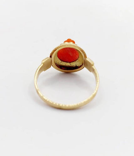 Bague 44 Bague camée corail en or rose 18k (vers 1900) 58 Facettes A06370