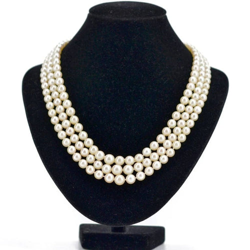 Collier Collier ancien triple rang de perles de culture en or blanc 18 carats 58 Facettes 22-188