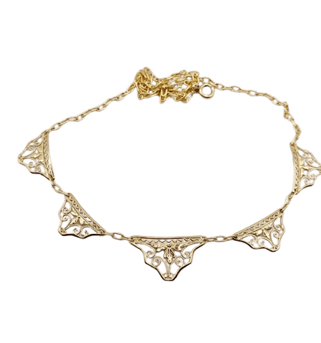 Collier Collier Art nouveau motifs filigranés en or jaune 18k, 40 cm 58 Facettes A06381