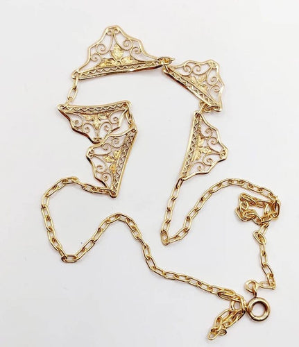 Collier Collier Art nouveau motifs filigranés en or jaune 18k, 40 cm 58 Facettes A06381